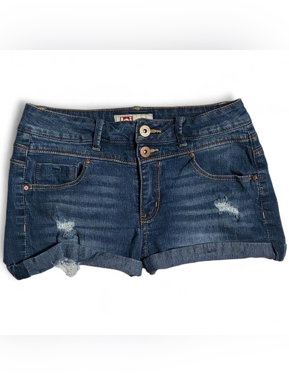 lei Dark Indigo Distressed Denim Jean Shorts